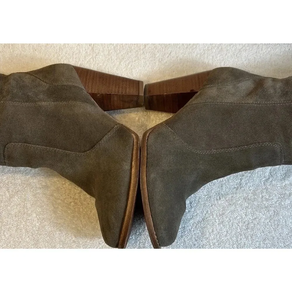 Joie Women’s Suede Leather Tan/Beige Knee-High Heeled Boots, Size 38- US7-7.5
